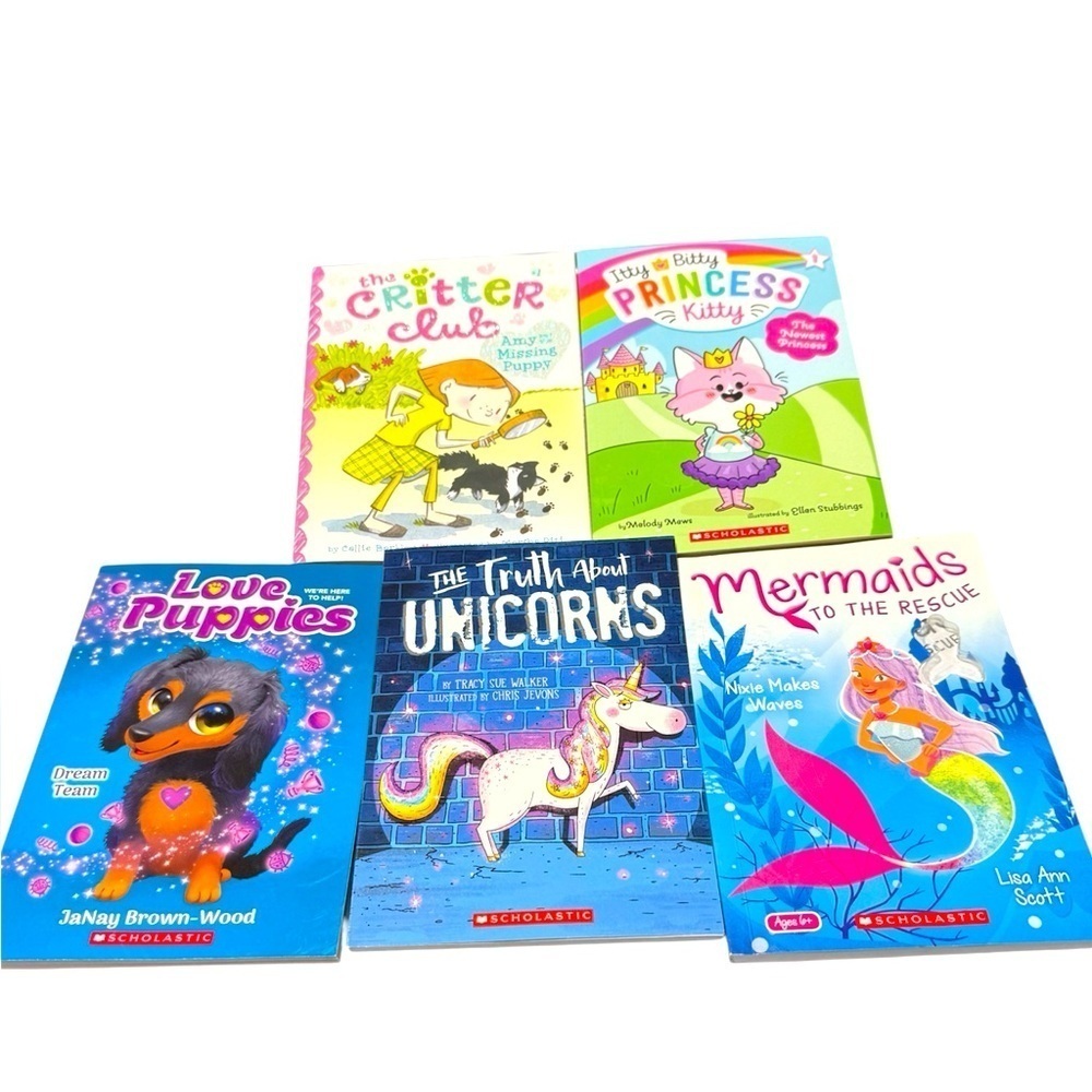 Girl’s Unicorn, Puppy, & Mermaid 5 Chapter Book Bundle